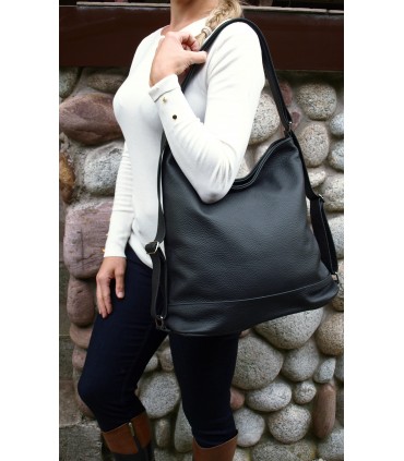 Torebka Skórzana Model 2w1 Worek Plecak Skórzany