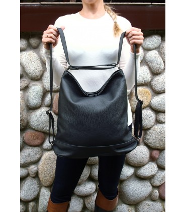 Torebka Skórzana Model 2w1 Worek Plecak Skórzany