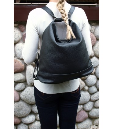 Torebka Skórzana Model 2w1 Worek Plecak Skórzany