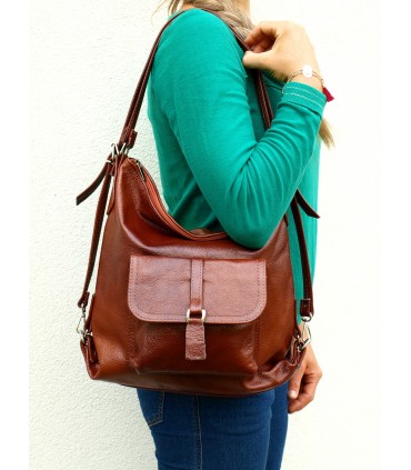 Handbag Backpack Natural leather Brown Cognac