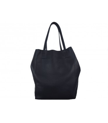 2in1 schwarze Lederhandtasche mit Kosmetiktasche