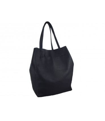 2in1 schwarze Lederhandtasche mit Kosmetiktasche