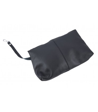 2in1 schwarze Lederhandtasche mit Kosmetiktasche