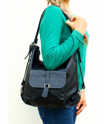 Skórzana czarna torebka/plecak/worek