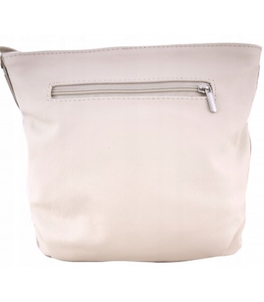 Skórzana  torebka listonoszka z frędzlem beżowa