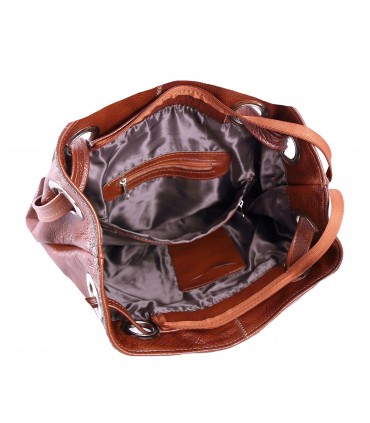 Skórzana brązowo-ruda torebka/aktówka/shopper