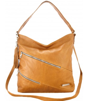 copy of Skórzana czarna torebka/worek z blaszką i frędzlem