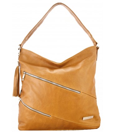 copy of Skórzana czarna torebka/worek z blaszką i frędzlem