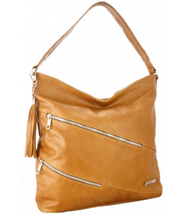 copy of Skórzana czarna torebka/worek z blaszką i frędzlem