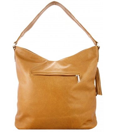 copy of Skórzana czarna torebka/worek z blaszką i frędzlem