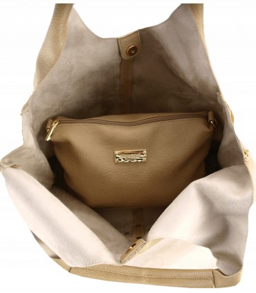 Monnari Torebka damska Shopper Listonoszka Model 2w1 Kolekcja Premium Beżowy