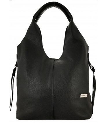 Skórzana Torebka Shopper Listonoszka Skóra Naturalna Model 2w1 Czarna