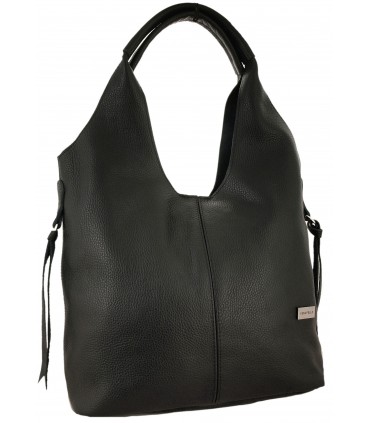 Skórzana Torebka Shopper Listonoszka Skóra Naturalna Model 2w1 Czarna