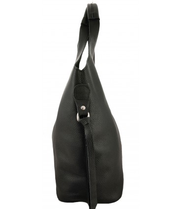 Skórzana Torebka Shopper Listonoszka Skóra Naturalna Model 2w1 Czarna