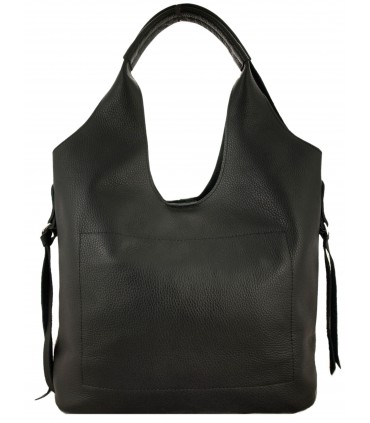 Skórzana Torebka Shopper Listonoszka Skóra Naturalna Model 2w1 Czarna