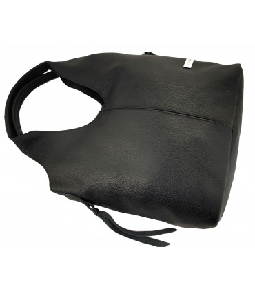 Skórzana Torebka Shopper Listonoszka Skóra Naturalna Model 2w1 Czarna