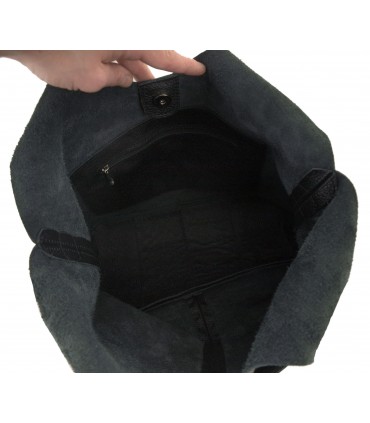 Skórzana Torebka Shopper Listonoszka Skóra Naturalna Model 2w1 Czarna