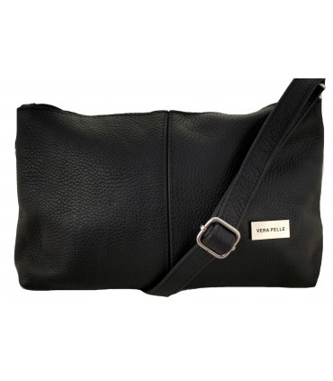 Skórzana Torebka Shopper Listonoszka Skóra Naturalna Model 2w1 Czarna