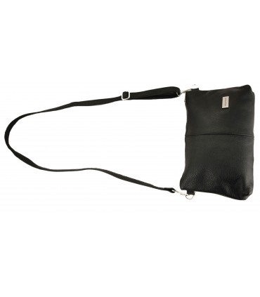 Skórzana Torebka Shopper Listonoszka Skóra Naturalna Model 2w1 Czarna