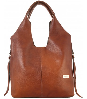 Skórzana Torebka Shopper Listonoszka Skóra Naturalna Model 2w1 Brązowo-ruda/KASZTAN