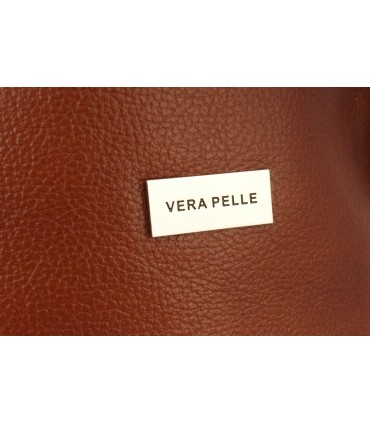 Skórzana Torebka Shopper Listonoszka Skóra Naturalna Model 2w1 Brązowo-ruda/KASZTAN