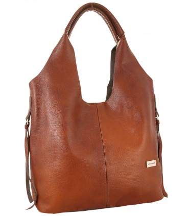 Skórzana Torebka Shopper Listonoszka Skóra Naturalna Model 2w1 Brązowo-ruda/KASZTAN