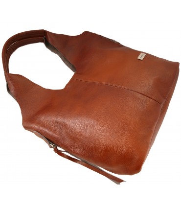 Skórzana Torebka Shopper Listonoszka Skóra Naturalna Model 2w1 Brązowo-ruda/KASZTAN