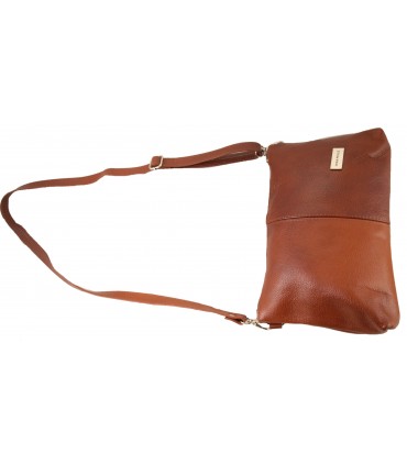 Skórzana Torebka Shopper Listonoszka Skóra Naturalna Model 2w1 Brązowo-ruda/KASZTAN