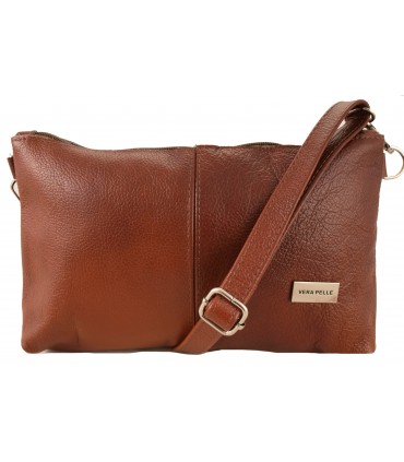 Skórzana Torebka Shopper Listonoszka Skóra Naturalna Model 2w1 Brązowo-ruda/KASZTAN