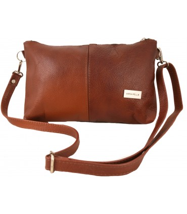 Skórzana Torebka Shopper Listonoszka Skóra Naturalna Model 2w1 Brązowo-ruda/KASZTAN