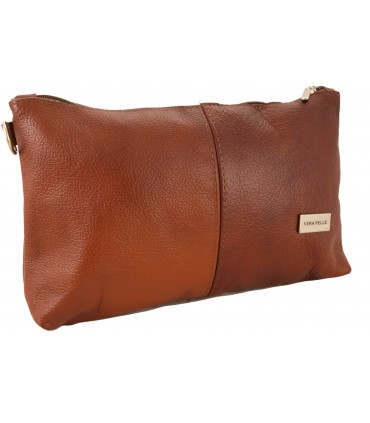 Skórzana Torebka Shopper Listonoszka Skóra Naturalna Model 2w1 Brązowo-ruda/KASZTAN