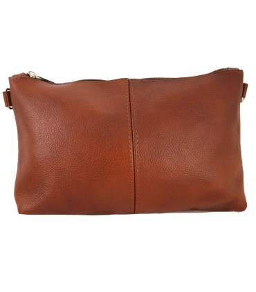 Skórzana Torebka Shopper Listonoszka Skóra Naturalna Model 2w1 Brązowo-ruda/KASZTAN