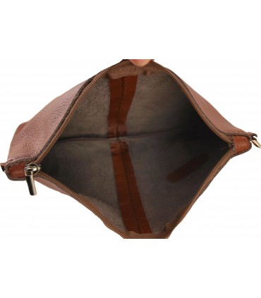 Skórzana Torebka Shopper Listonoszka Skóra Naturalna Model 2w1 Brązowo-ruda/KASZTAN