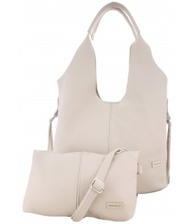 Skórzana Torebka Shopper Listonoszka Skóra Naturalna Model 2w1 Beżowa