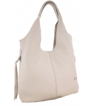 Skórzana Torebka Shopper Listonoszka Skóra Naturalna Model 2w1 Beżowa