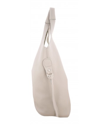 Skórzana Torebka Shopper Listonoszka Skóra Naturalna Model 2w1 Beżowa