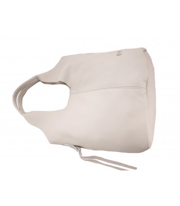 Skórzana Torebka Shopper Listonoszka Skóra Naturalna Model 2w1 Beżowa