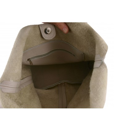 Skórzana Torebka Shopper Listonoszka Skóra Naturalna Model 2w1 Beżowa