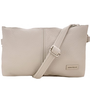 Skórzana Torebka Shopper Listonoszka Skóra Naturalna Model 2w1 Beżowa