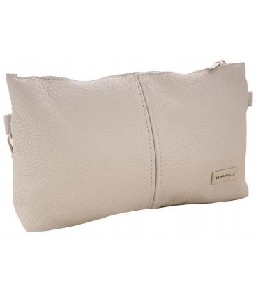 Skórzana Torebka Shopper Listonoszka Skóra Naturalna Model 2w1 Beżowa