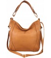 copy of Leather Cognac  and black crossbody bag with zippers