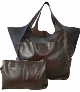 copy of Leather tote Bag, Leather black oversized handbag, 2-in-1 model with a cosmetic bag