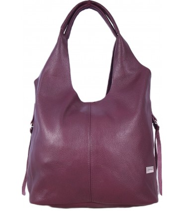 Skórzana Torebka Shopper Listonoszka Skóra Naturalna Model 2w1 BURGUND