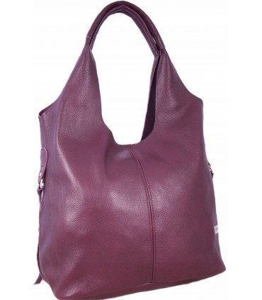 Skórzana Torebka Shopper Listonoszka Skóra Naturalna Model 2w1 BURGUND