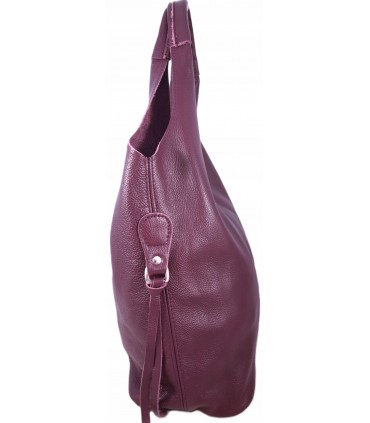 Skórzana Torebka Shopper Listonoszka Skóra Naturalna Model 2w1 BURGUND