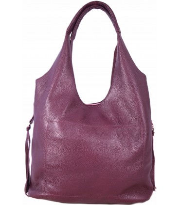 Skórzana Torebka Shopper Listonoszka Skóra Naturalna Model 2w1 BURGUND