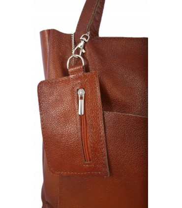 Torebka Damska Skórzana Shopper Skóra Naturalna Vera Pelle Premium KASZTAN