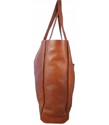 Torebka Damska Skórzana Shopper Skóra Naturalna Vera Pelle Premium KASZTAN