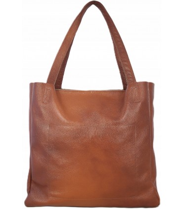 Torebka Damska Skórzana Shopper Skóra Naturalna Vera Pelle Premium KASZTAN