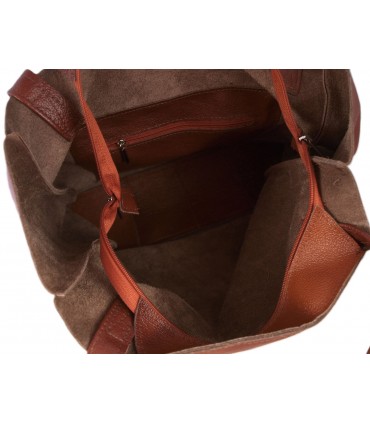 Torebka Damska Skórzana Shopper Skóra Naturalna Vera Pelle Premium KASZTAN